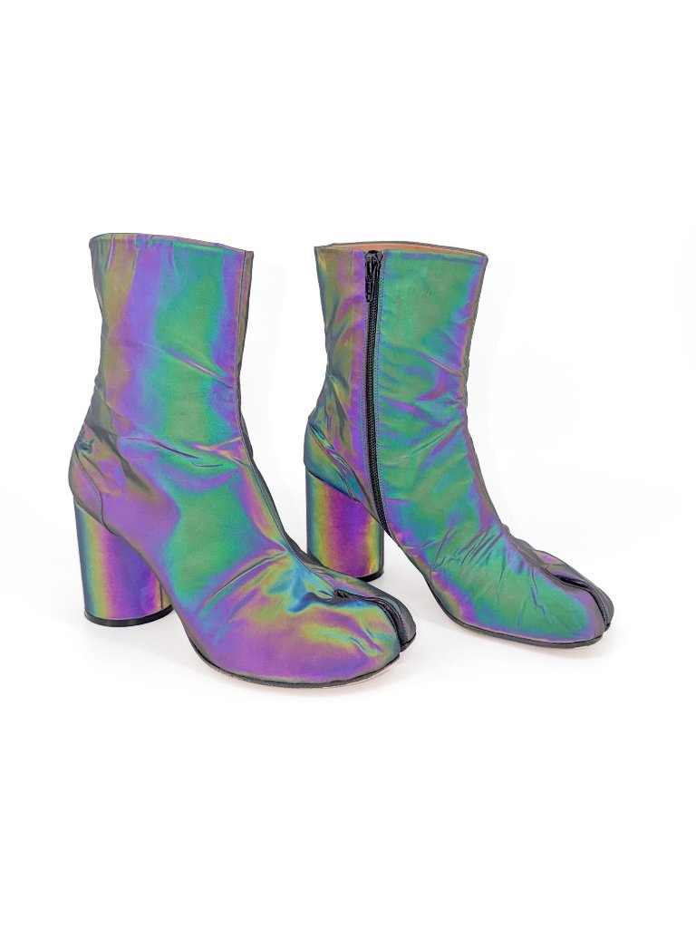 Maison Margiela Tabi Iridescent Reflective Ankle Boots Size 40 Us 10 Women’s